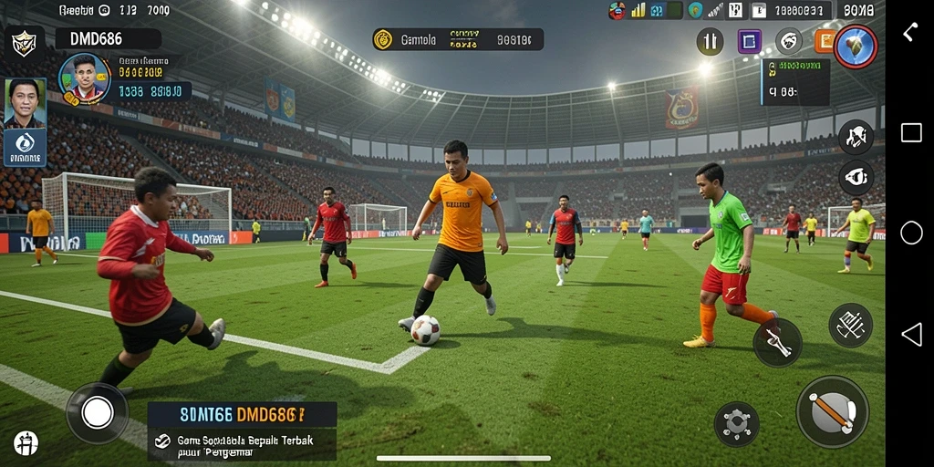 Tampilan gameplay seru DMD686 dengan aksi sepak bola yang menegangkan.