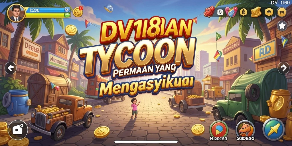 Tampilan gameplay DV188 yang seru dalam mengelola bisnis Tycoon.
