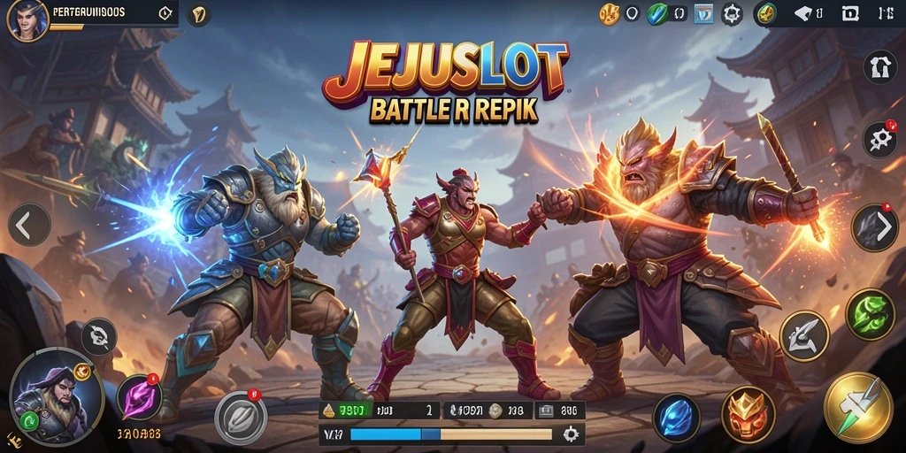 Tangkapan layar dari gameplay JEJUSLOT dalam mode Battle Royale.