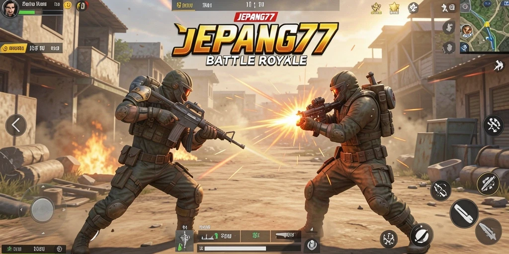 Gameplay seru di JEPANG77 dengan aksi Battle Royale nyata.