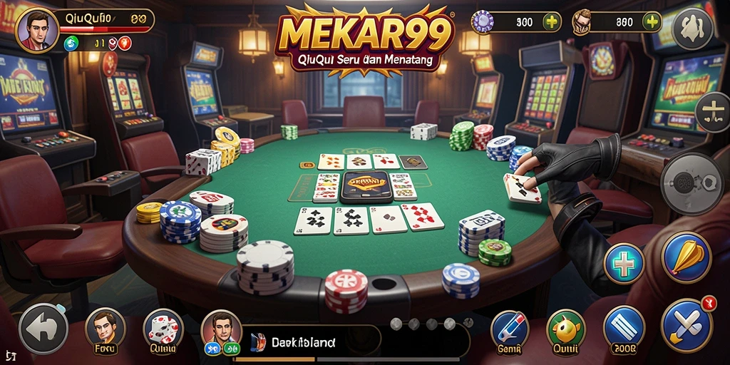 Screenshot MEKAR99 menampilkan serunya bermain QiuQiu dengan teman.