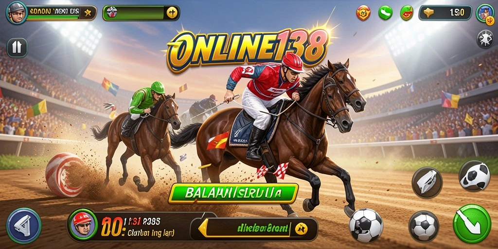 Tangkapan layar gameplay <strong>ONLINE138</strong> menunjukkan aksi balapan yang mendebarkan.