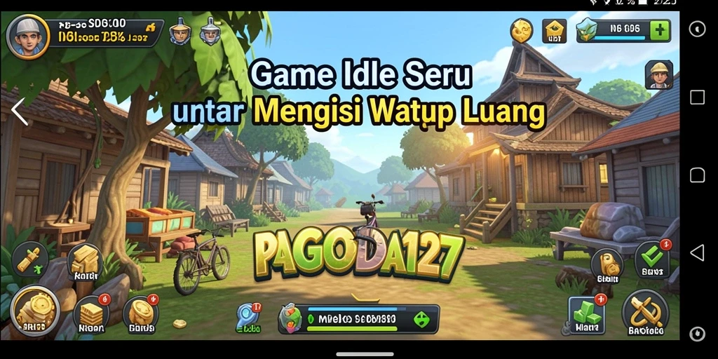 Screenshot utama yang menunjukkan gameplay santai PAGODA127.
