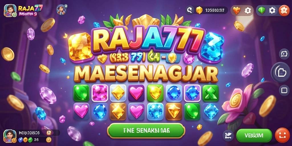 Menampilkan gameplay seru RAJA777 dengan tantangan Match-3 yang menarik.